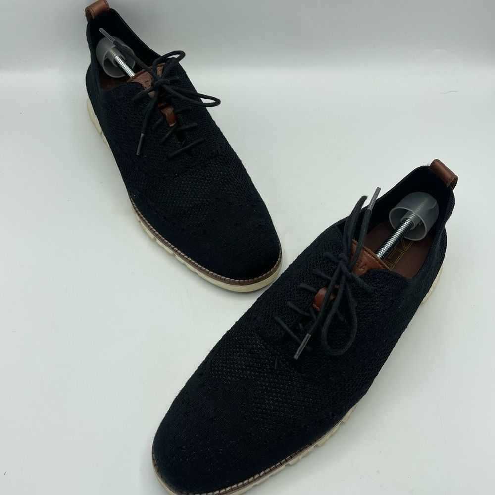 Cole Haan ZeroGrande Stitchlite Knit Wingtip Oxford Black Ivory size 11.5